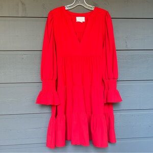 TUCKERNUCK POMANDER PLACE RED KENZO RUFFLE LONG SLEEVE DRESS  SIZE XL  NEW
